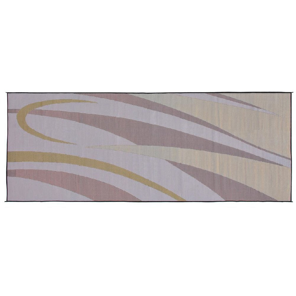 Stylish Camping Reversible Graphic Patio Mat - 8' x 20', Brown/Gold, Polypropylene, Model GC7
