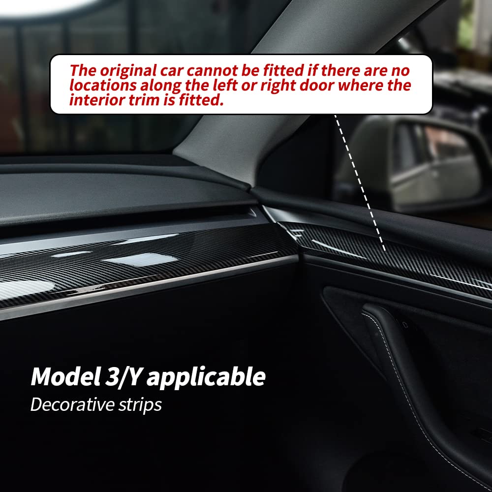 Kktr-Car Dashboard Cover Wrap And Front Door Inner Armrest Panel Cover Trim Compatible With Tesla Model 3(2021-2023) And Model Y(2019-2024),Not For Performance