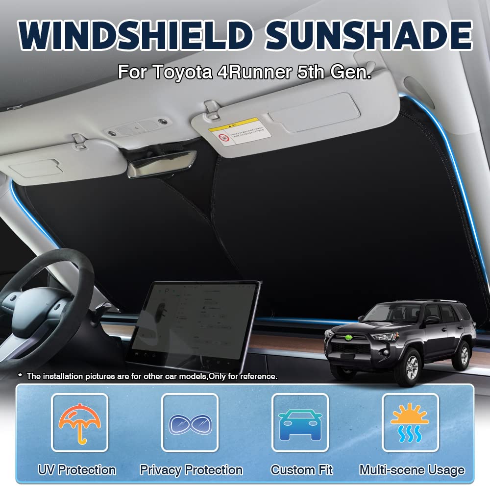 Karltys Windshield Sun Shade For 2010-2024 2025 Toyota 4Runner, Upf50+ 240T Reflective Front Window Sunshade Custom Fit 4-Runner