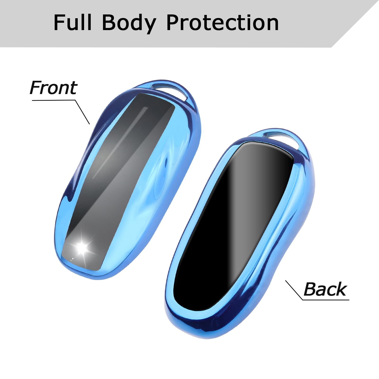 Qbuc For Tesla Key Fob Cover With Keychain Soft Tpu Protection Case Compatible With Tesla Model S (Blue)