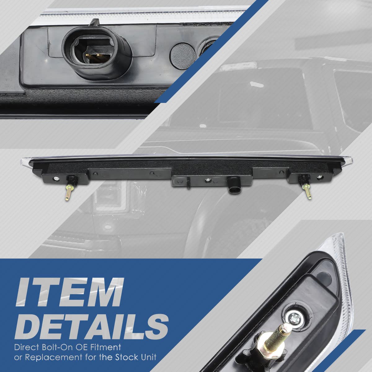 Auto Dynasty Full Led High Mount 3Rd Third Tail Brake Light Stop Lamp Compatible With Chevy Suburban 1500 2500 Tahoe Gmc Yukon Xl 1500 2500 2007-2014, Chrome Housing, Clear Lens