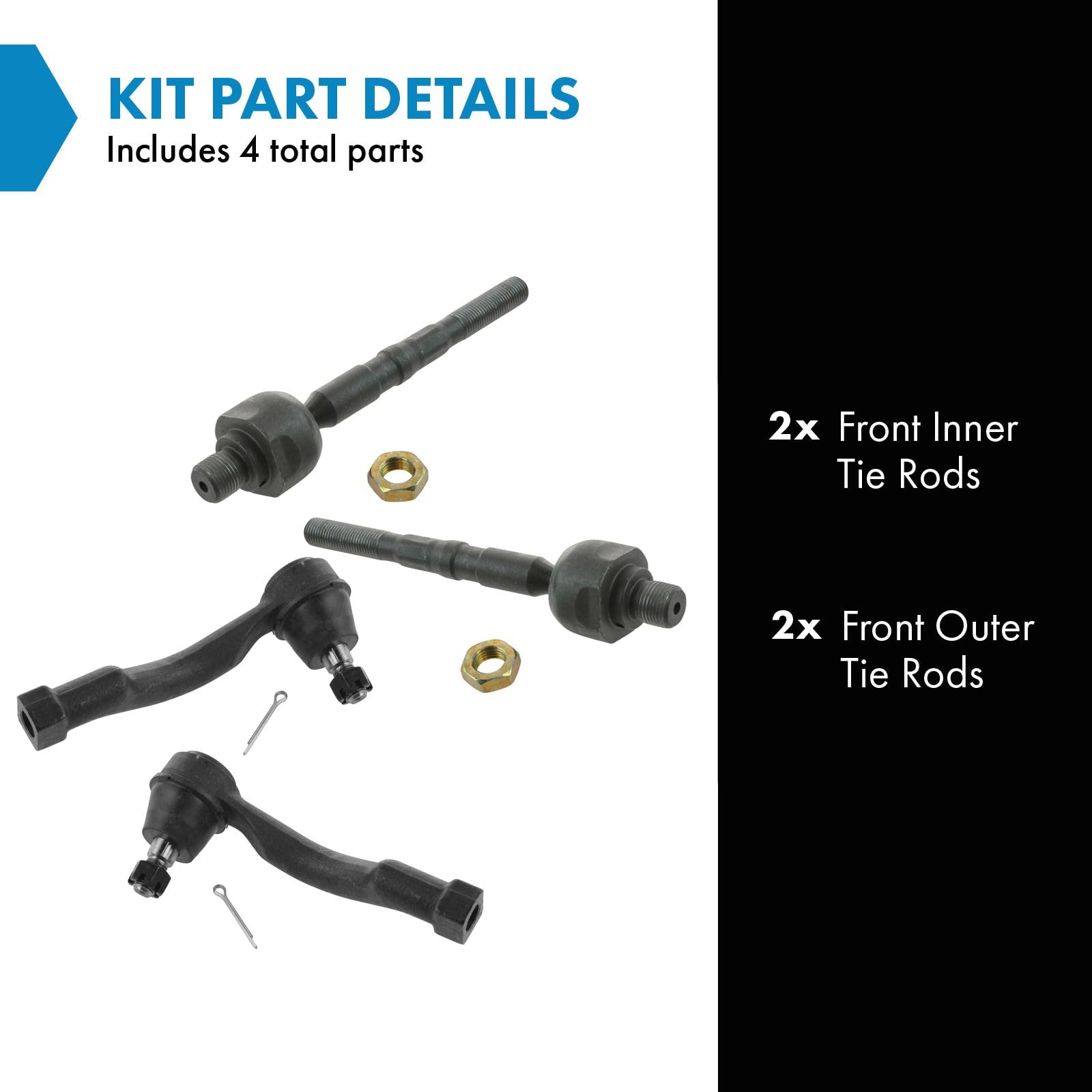 Trq Front Tie Rod Set Compatible With 2003-2009 Kia Sorento