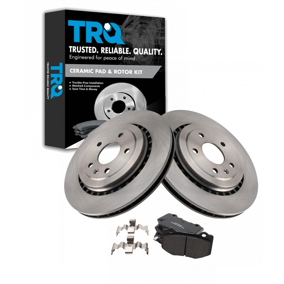 TRQ Rear Brake Pad & Rotor Kit Brake Pads Brake Rotor Ceramic Compatible with 2014-2019 Chevrolet Corvette