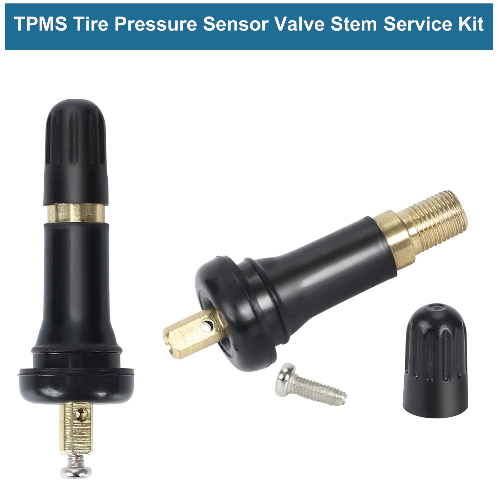 Blackhorse-Racing 20Pcs Tpms Rubber Snap-In Tire Pressure Sensor Valve Stem Compatible With Ford Chevy Dodge Ram Cadillac Subaru