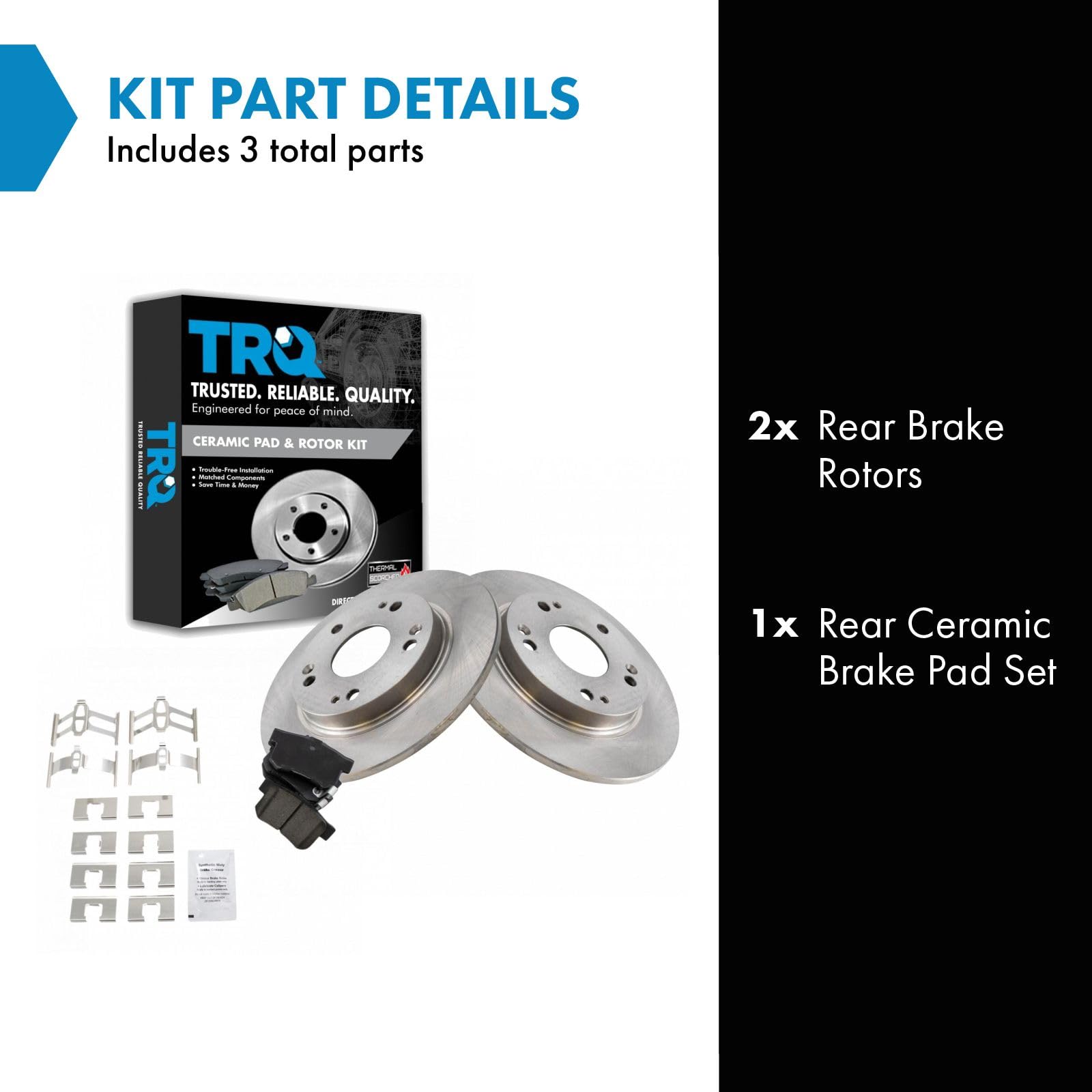 Trq Rear Brake Pad & Rotor Kit Brake Pads Brake Rotor Ceramic Compatible With 2011-2014 Honda Cr-Z