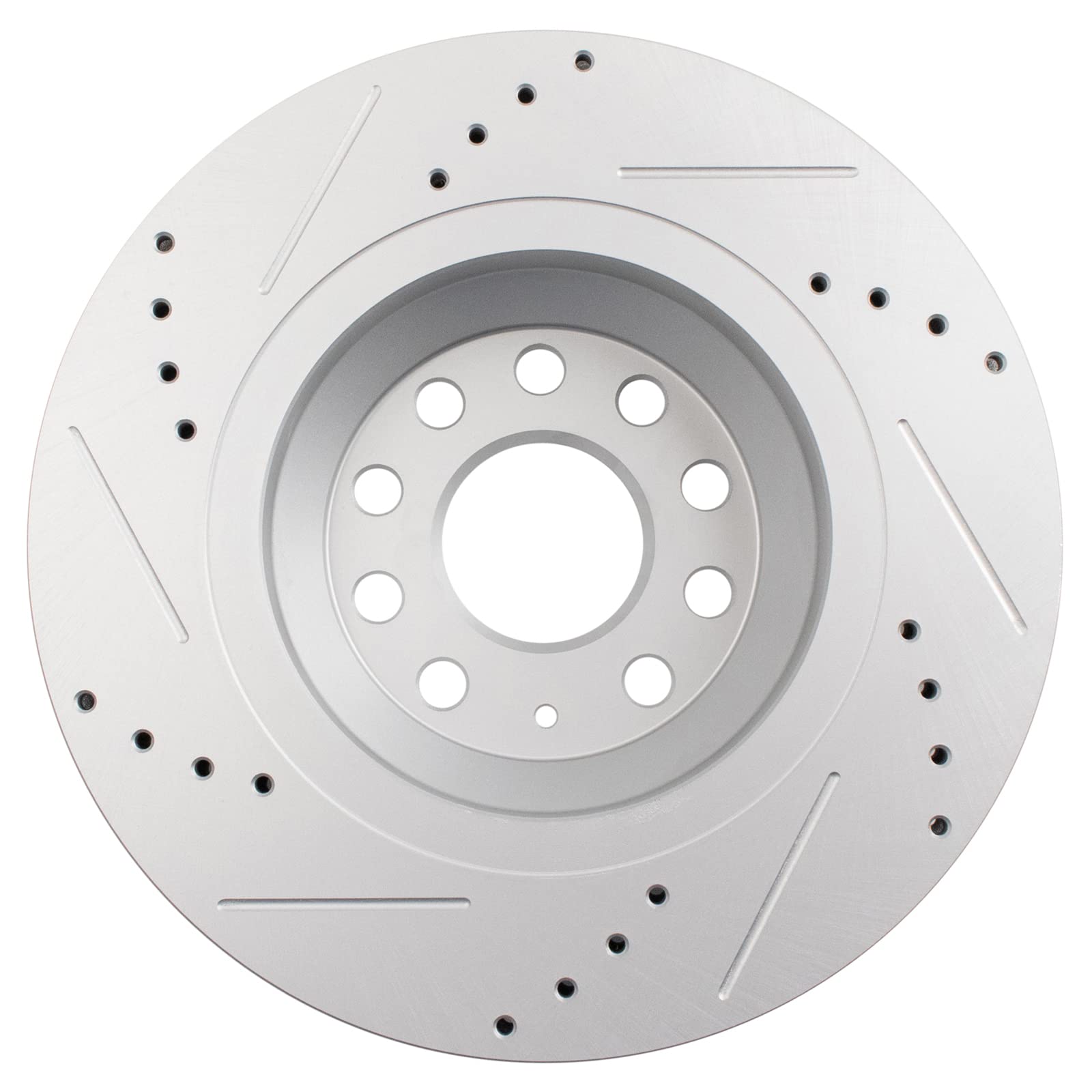 Trq Rear Performance Drilled Slotted G-Coated Brake Rotor Pair For Audi Vwa