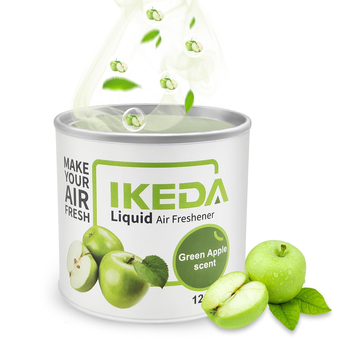 Ikeda Scents Car Air Freshener: Green Apple Scent Liquid Cans | Odor Elimination | Smoke Smell Remover | Strong Long-Lasting Fra
