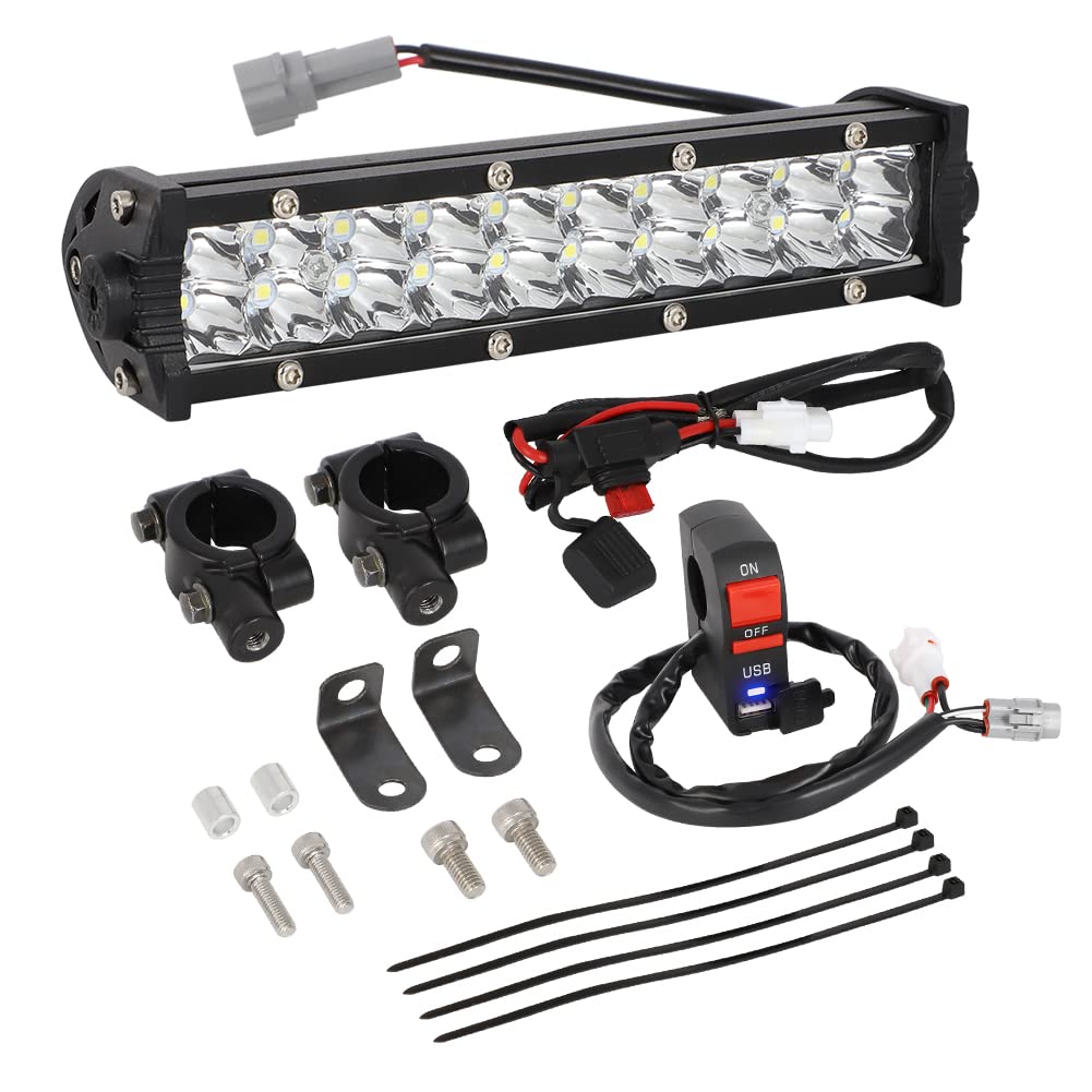 Autovic Light Bar Kit, Motorcycle Front Light Bar With Usb Socket Charger Switch Bright For Honda Crf110 Klx110 Ttr110 Yz250F Di