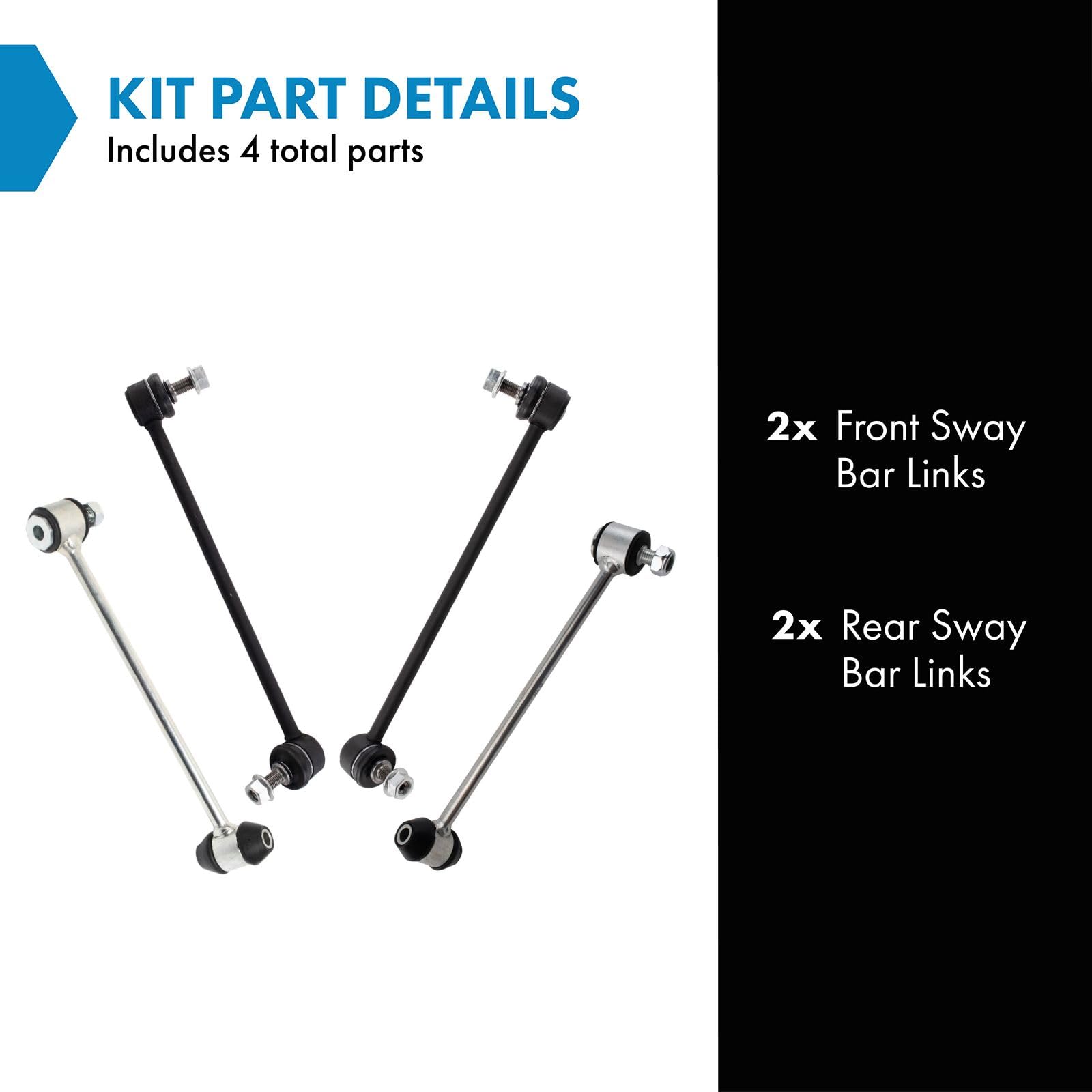 Trq Sway Bar Stabilizer Link Set Front & Rear Compatible With 10-17 Mercedes-Benz