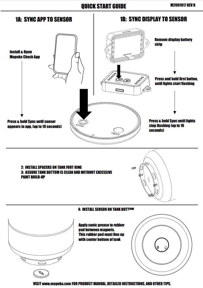 Mopeka Tank Check Led Gauge Display - New Silver Reprogrammable Model - Mounts In Dash/Control Cabinet To Provide Wireless Indic