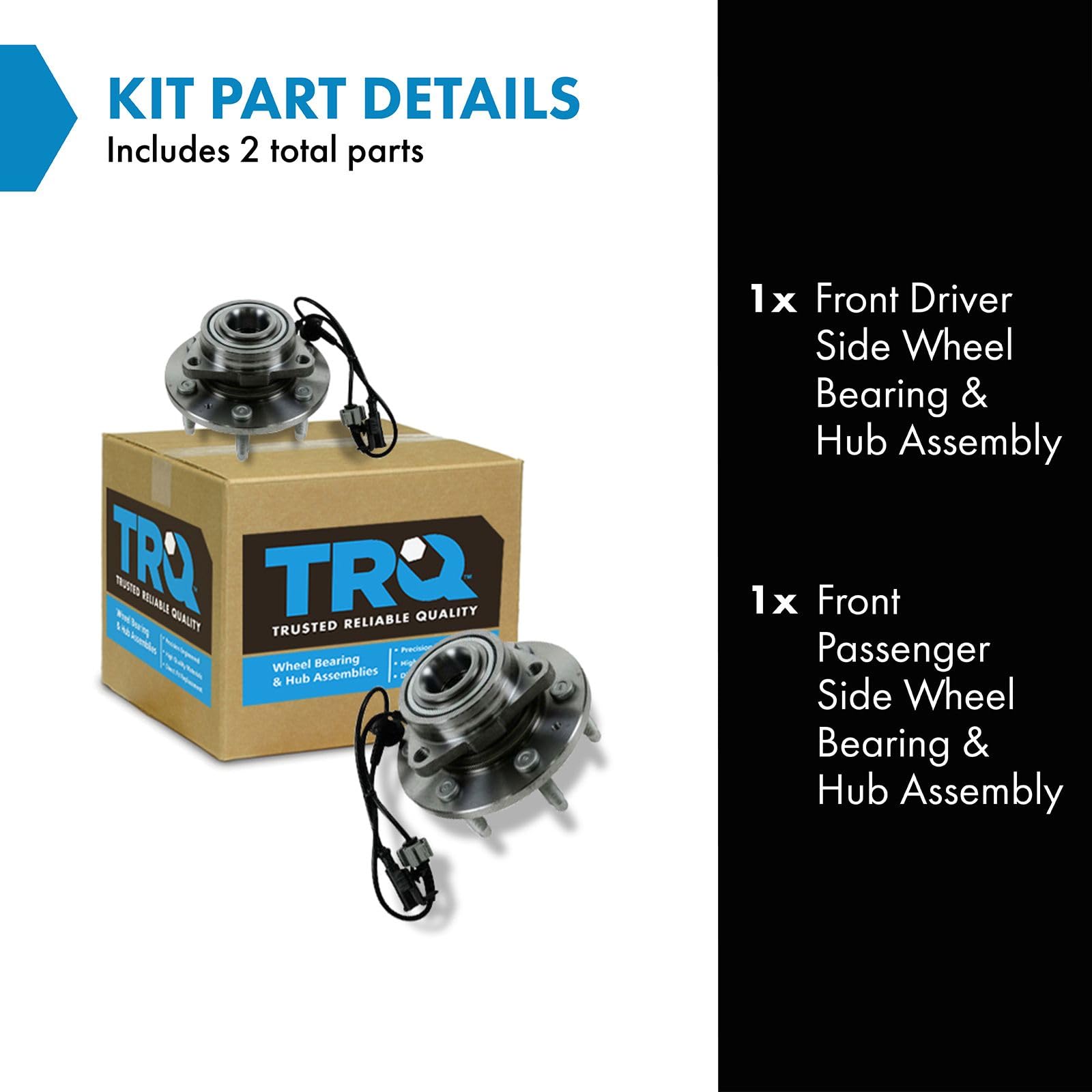 Trq Front Wheel Hub & Bearing Left & Right Pair Set For Chevy Gmc Cadillac 4Wd