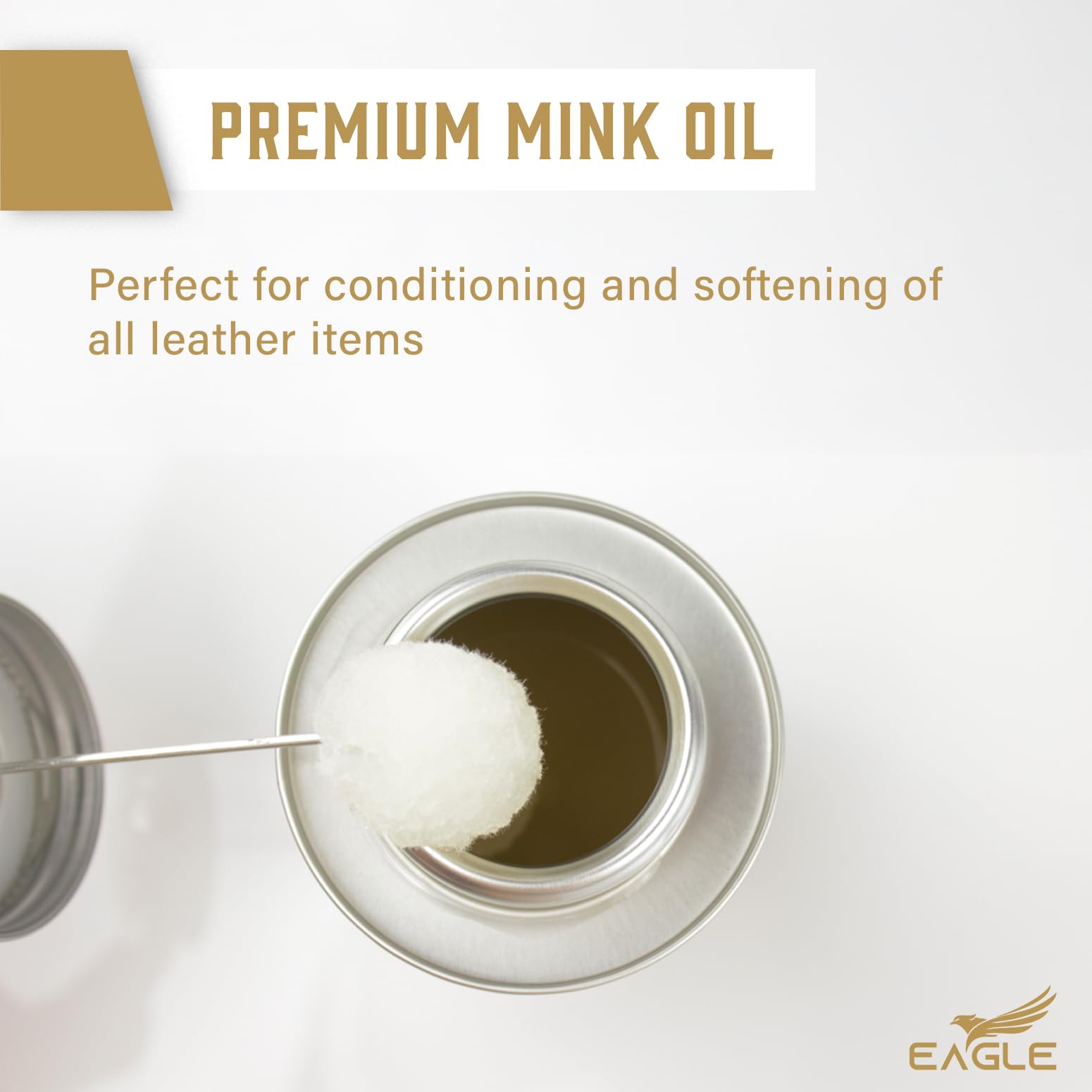 Eagle Leather Oil 8.45oz with Applicator & Premium Towel - All-Natural Mink Oil Conditioner for Boots, Shoes, Saddles, Furniture