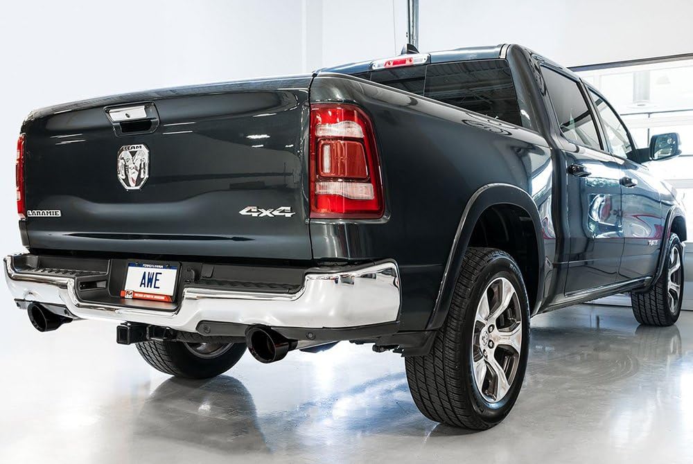 AWE Tuning Cat-Back Exhaust for 19-21 RAM 1500 5.7L - Dual Rear Exit, Diamond Black Tips, Model 3015-33006, One Size
