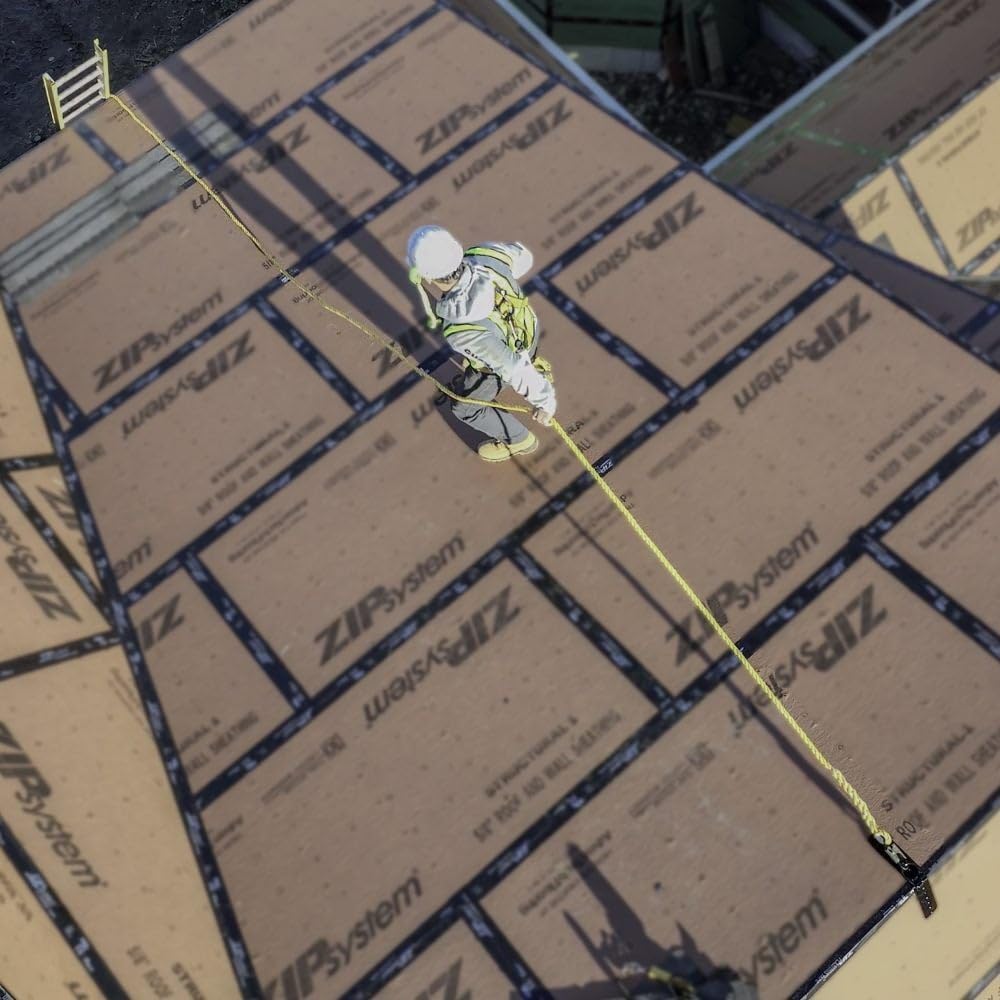 DEWALT Rooftop safety kit with D1000 harness with Pass-Thru Chest and Tongue Buckle Legs, 50' vertical lifeline w/rope adjustor