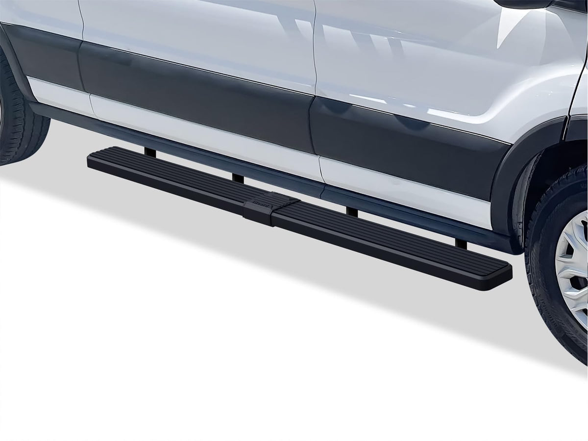 APS (Black Stainless Steel 6 inches Running Boards Nerf Bars Side Steps Compatible with Ford Transit 2015-2025 Full Size Van 3-D