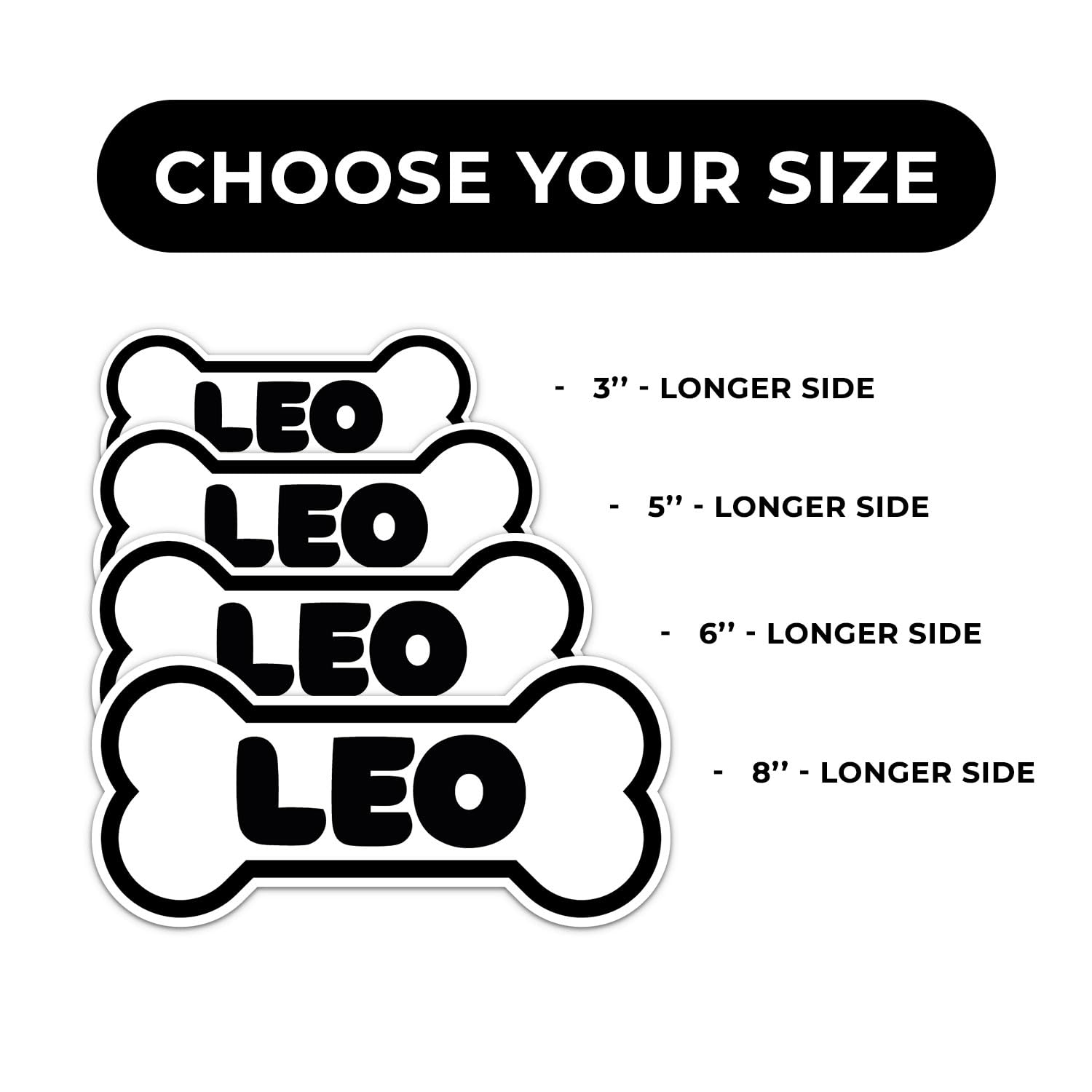 Leo Dog Name Sticker - Waterproof Vinyl Decal For Car Bumper, Laptop, Water Bottle, Wall, And Window, Size - 3'' Longer Side