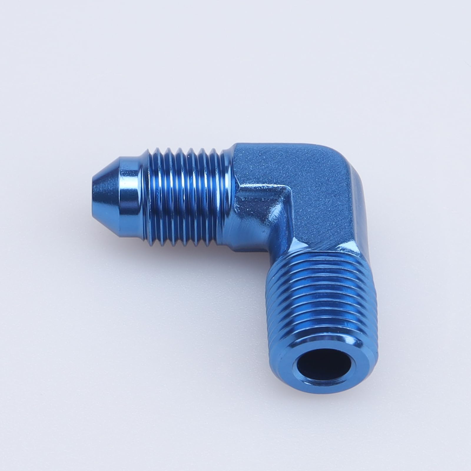 Ac Performance 90 Degree Elbow -3 An Male To 1/8'' Npt Male Fitting Adapter Connector Aluminum Blue