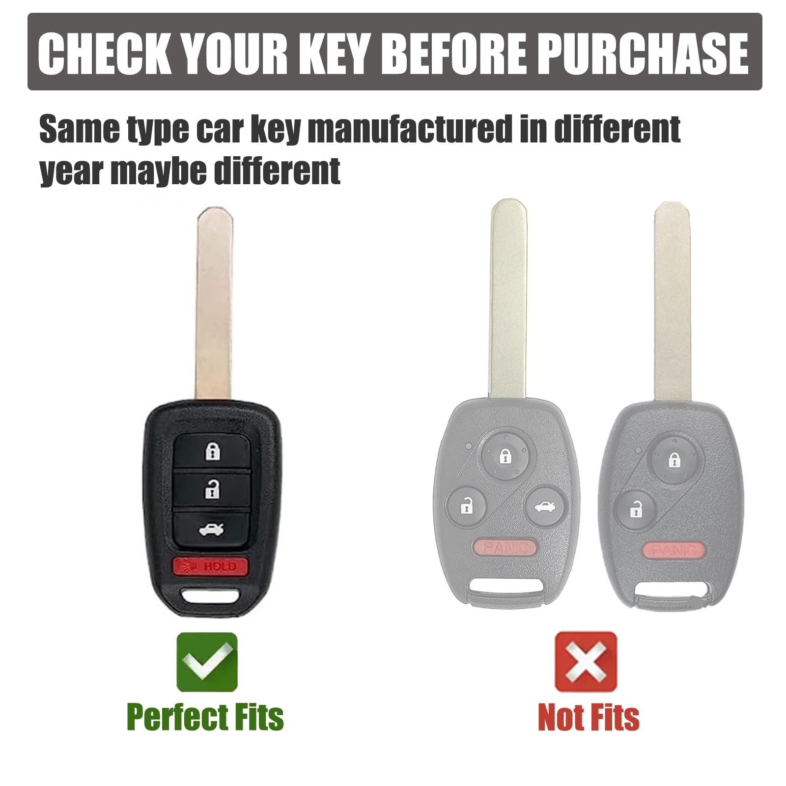 Gematay For Honda Key Fob Cover With Lanyard, Car Key Case Protection For Honda Accord Civic Cr-V Smart Key Holder