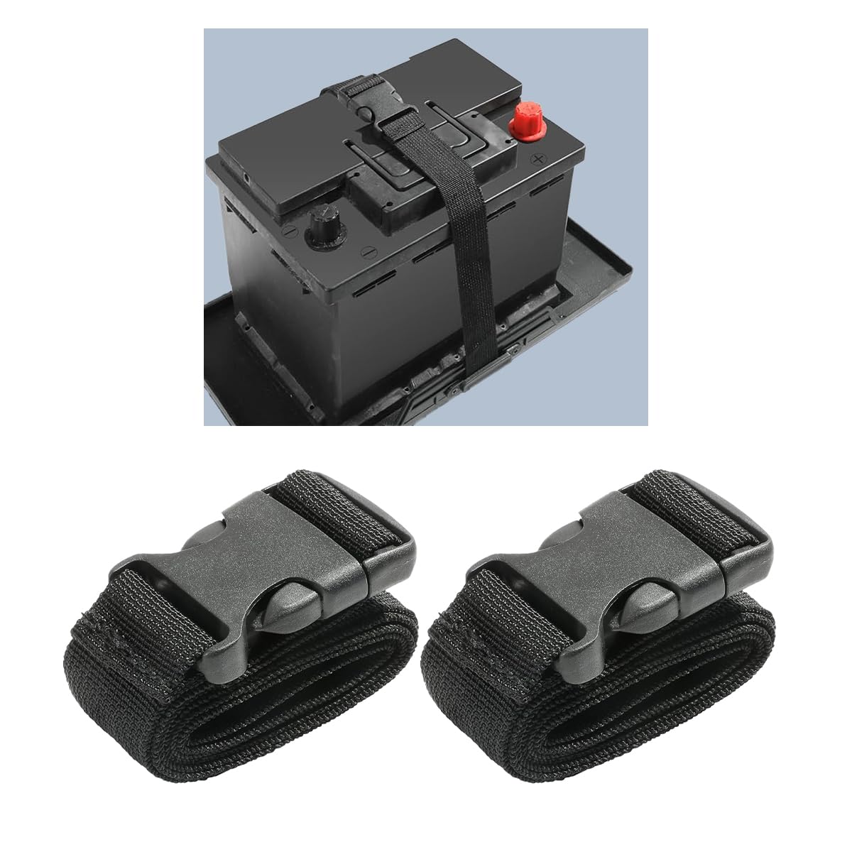 39 Inch Car Battery Tie Down Strap, Auto Battery Adjustable Buckle Strap, Trailer Battery Hold Down Strap with Quick Release Buc