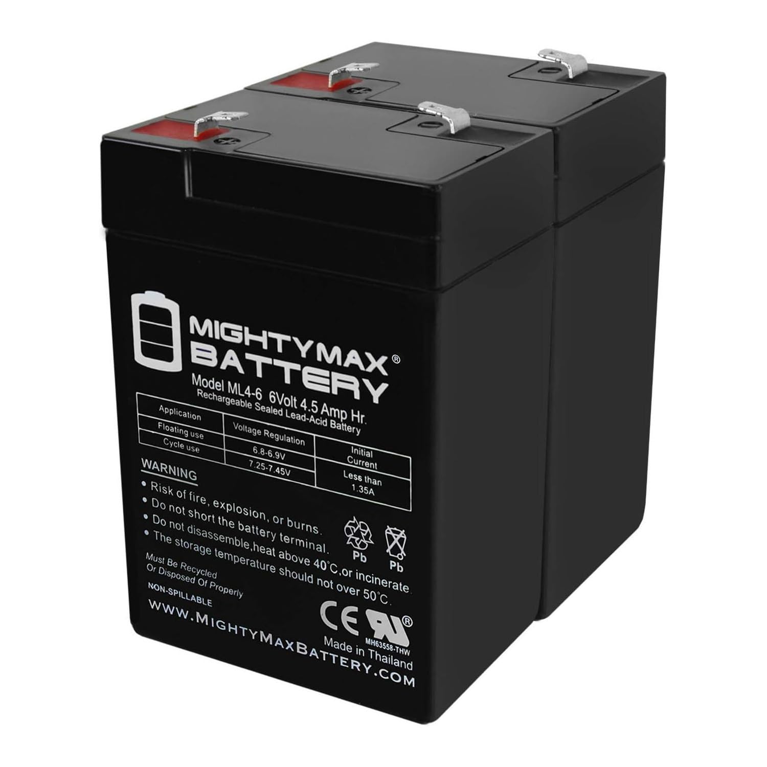 Mighty Max Battery 6V 4.5Ah Battery Replaces Power Wheels Harley Rocker - P5065 (2 Pack)