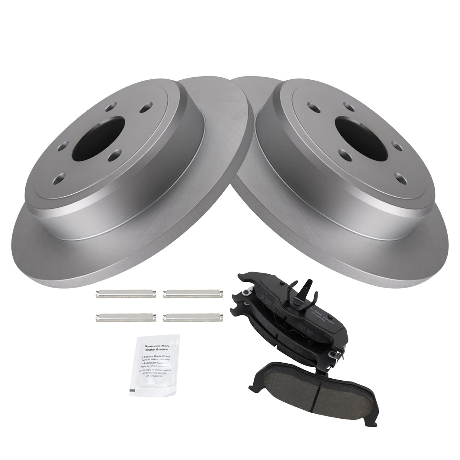 Trq Rear Brake Pad & Rotor Kit Brake Pads Brake Rotor Ceramic Premium G-Coated Compatible With 2006-2010 Jeep Commander 2005-201