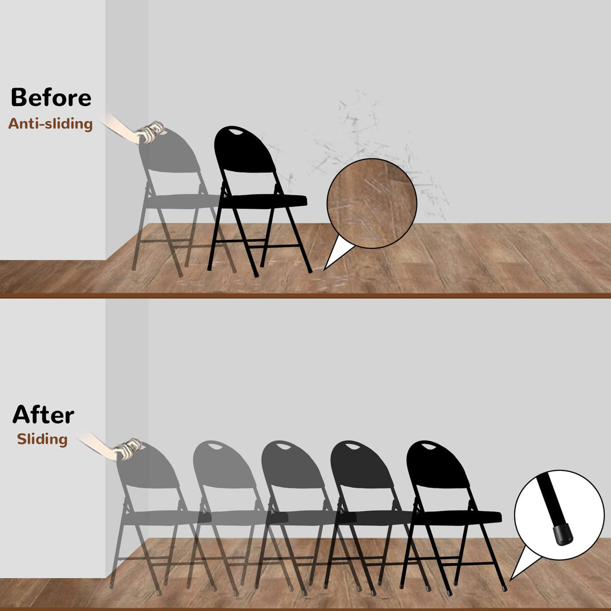 36 Pieces 7/8 Inch Folding Chair Leg Caps Heavy-Duty Plastic Chair End Caps Non- WBHDWB09BYLLY64