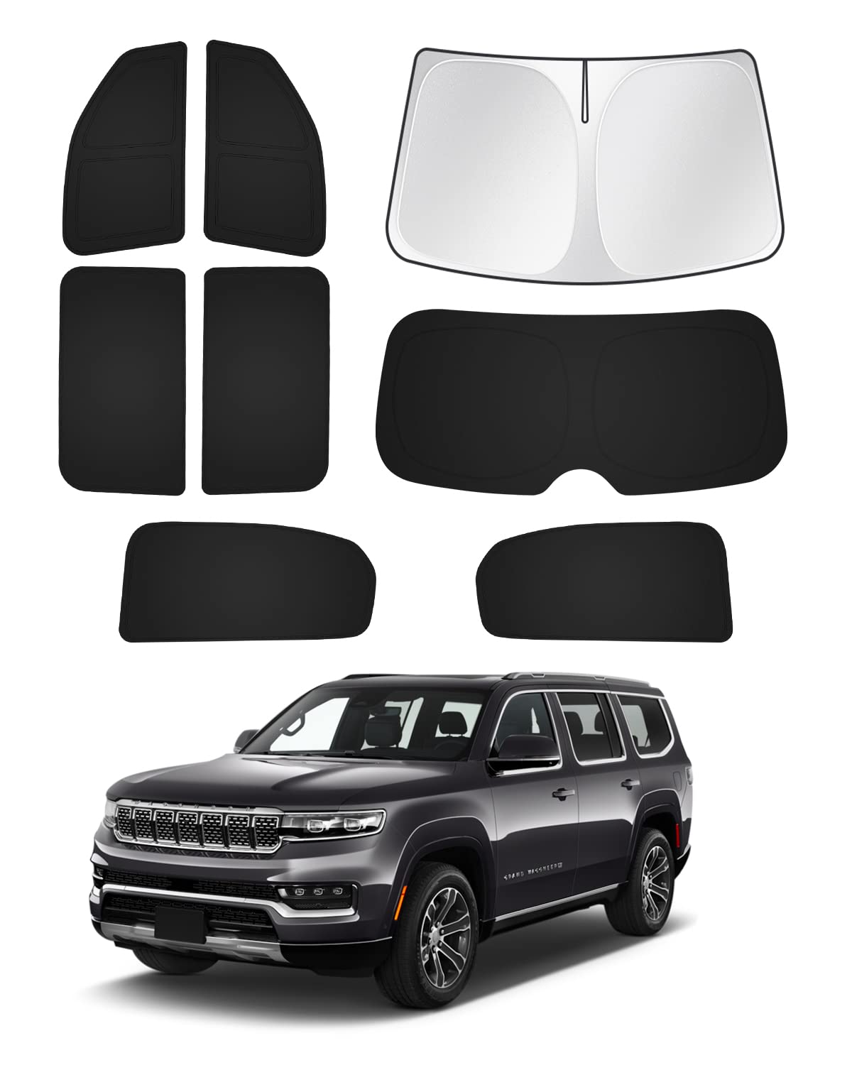 Canvcle Windshield Sun Shade For 2022-2024 2025 Jeep Grand Wagoneer (Not For Jeep Wagoneer) Accessories Sunshade Side Rear Windo