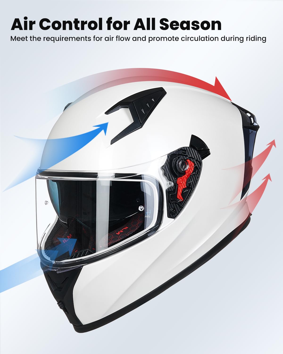 Ilm Motorcycle Helmet Full Face With Pinlock Compatible Clear&Tinted Visors And Fins Street Bike Motocross Casco Dot Model Z501(White, Xx-Large)