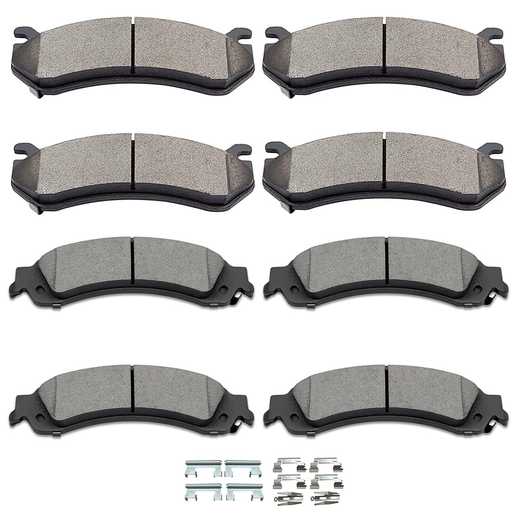 Ceramic Brake Pads Kit,Scitoo 8Pcs Disc Brake Pad Set Fit For Cadillac Escalade Esv Ext, For Chevy Avalanche Silverado Suburban 