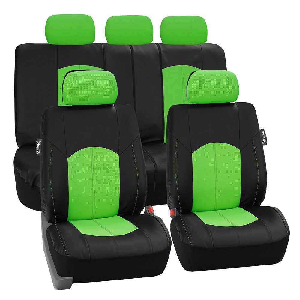 Fh Group Full Set Faux Leather Car Seat Covers, Low Back Front Seat Covers, Airbag Compatible, Split Bench Rear Seat Universal F