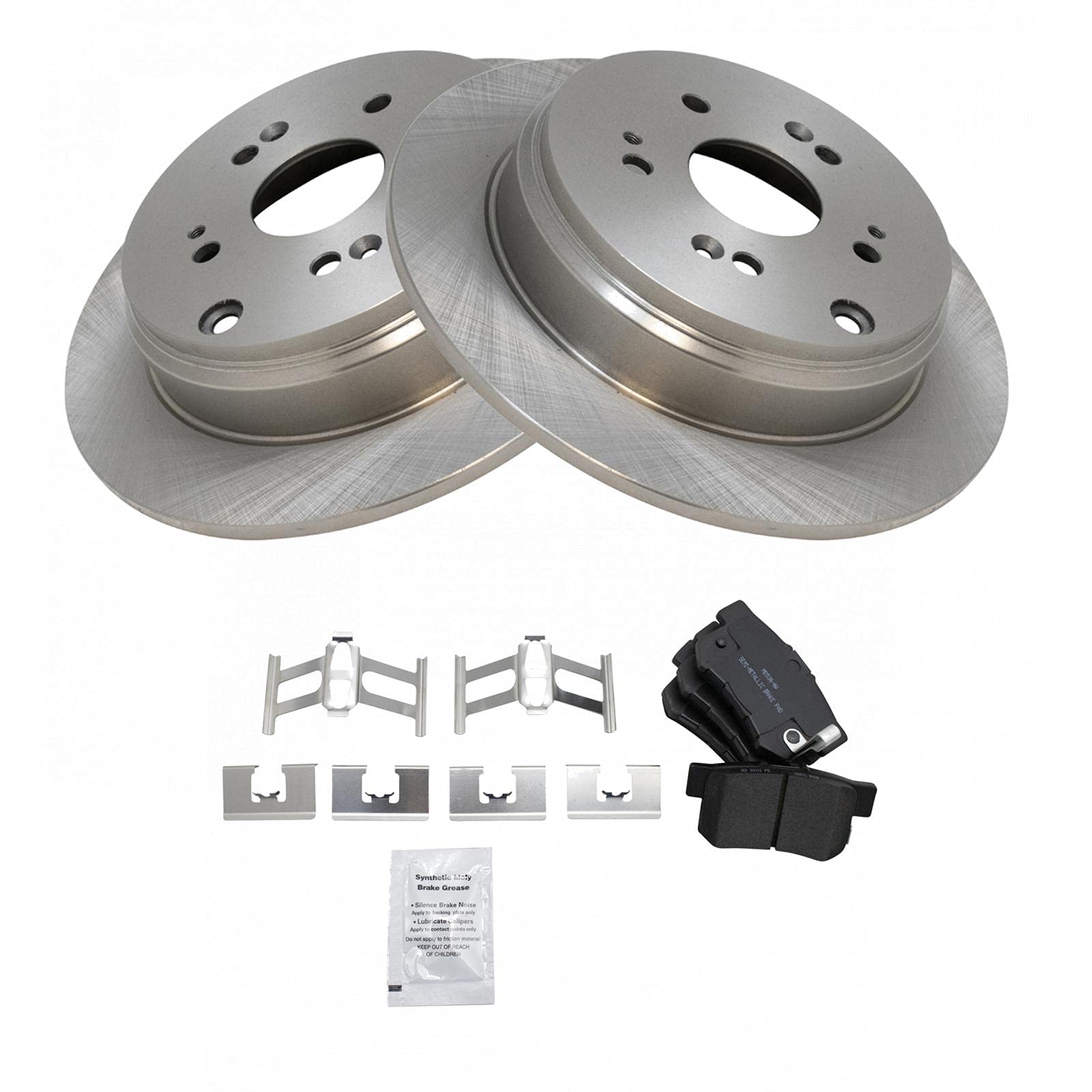 Trq Rear Brake Pad & Rotor Kit Brake Pads Brake Rotor Semi-Metallic Compatible With 2007-2012 Acura Rdx