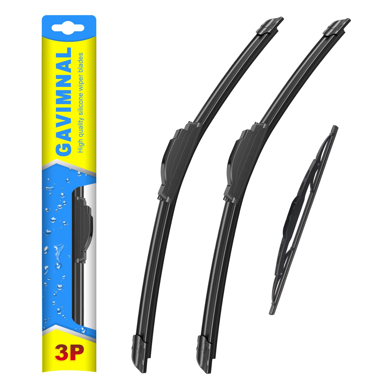 Gavimnal 24''+20''+10'' Silicone Wiper Blades Replacement For Gmc Acadia 2017-2023,All-Season Front Rear Windshield Wiper Blades