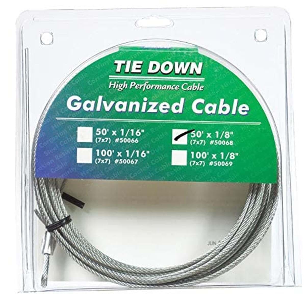 Tie Down 50068 Engineering 50068, Galvanized Cable, Swagged Loop And Thimble, 18 Inch, 50 Foot Roll, Pack
