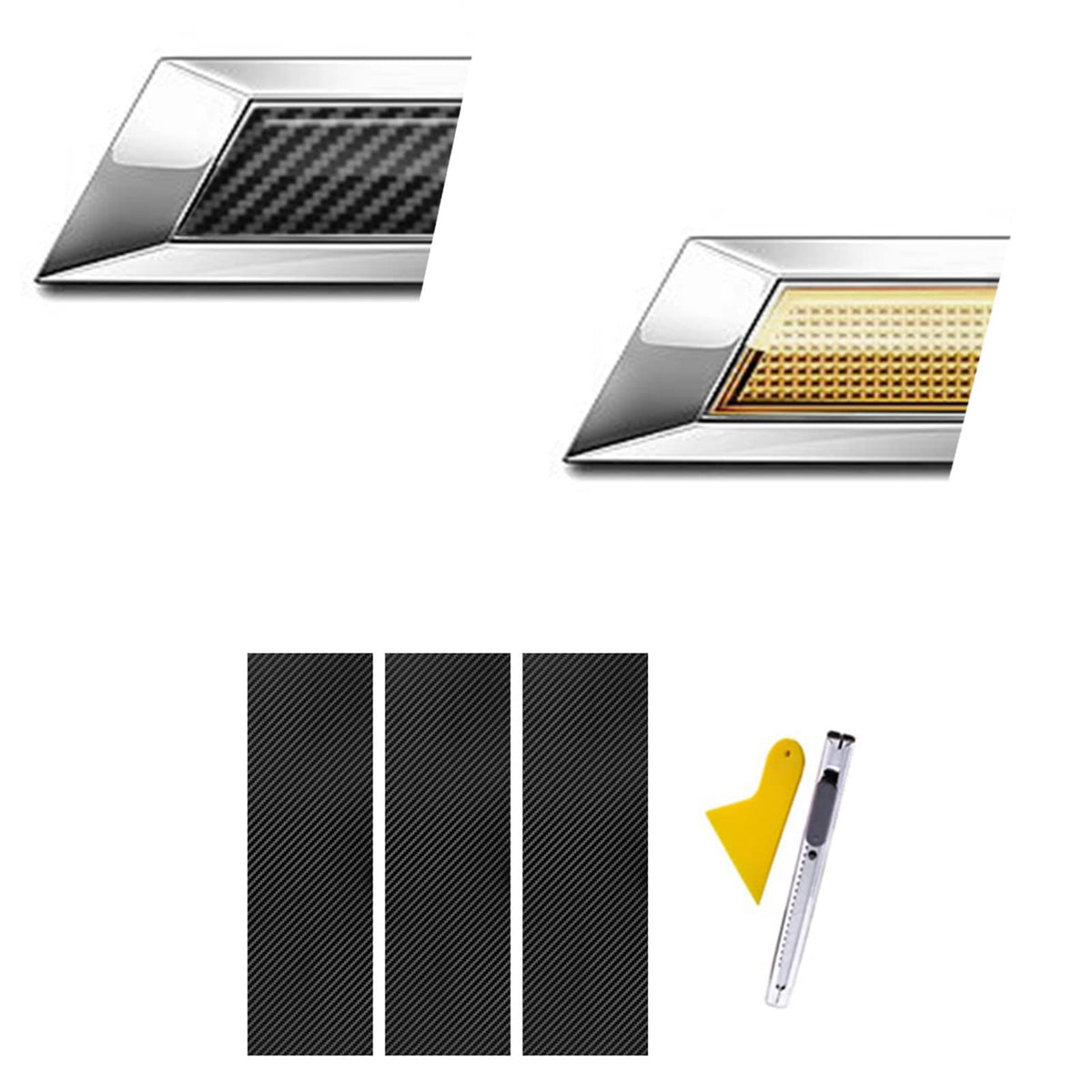 LANZMYAN Compatible with Bowtie Logo Wrap Stickers Cut-Your-Own Emblem Overlay DIY Decals for Chevy 3PCS Black