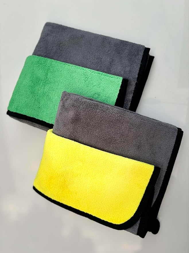 Nilax Enterprises Microfiber Car Cleaning Cloth Pack of 4  Ultra Absorbent, LintFree, Double Layer Multipurpose Towels for Car