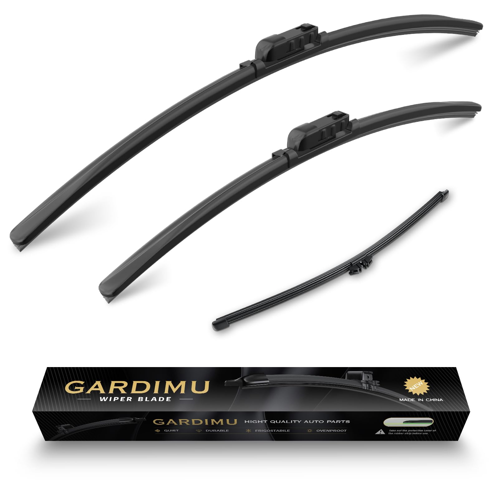 Gardimu Front And Rear Windshield Wiper Blades, 3 Pcs Front And Back Windshield Wipers Blades Replacement For Ford Mustang Mach