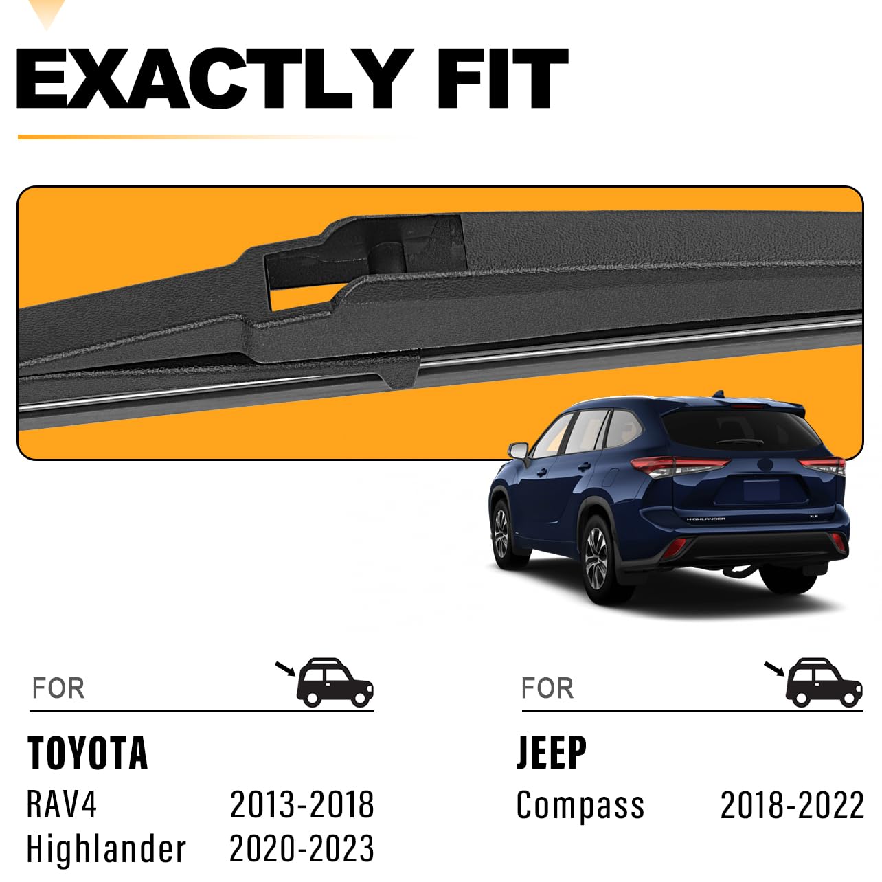 10 Inch Rear Wiper Blade Replacement For Toyota Rav4 2018 2017 2016 2015 2014 2013 Highlander 2022 2021 2020 Jeep Compass 2021 2