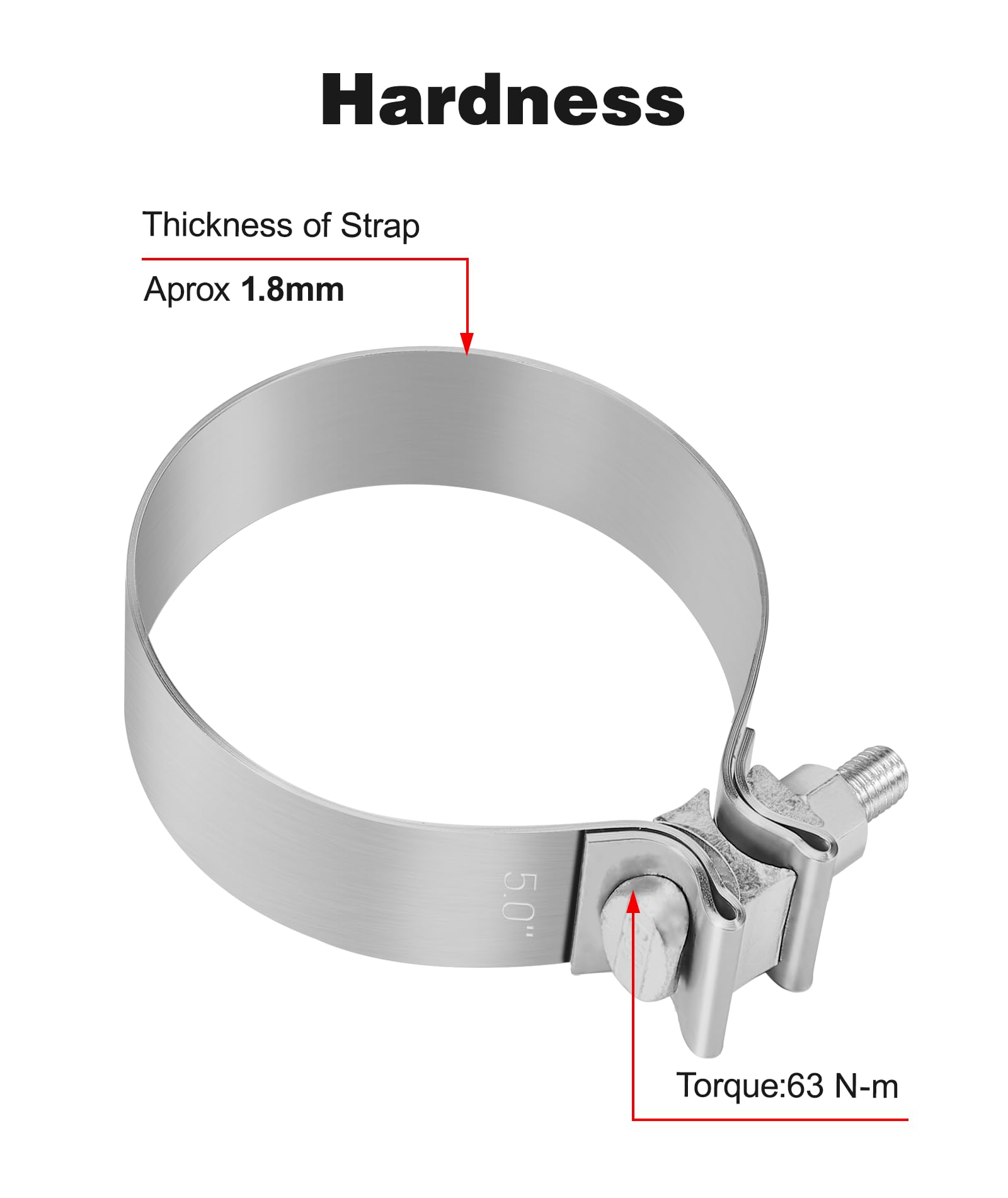 Evil Energy 5.0 Inch Exhaust Clamp,Narrow Band Muffler Clamp Stainless Steel For Pipes,Mufflers,Catalytic Converters 2Pcs