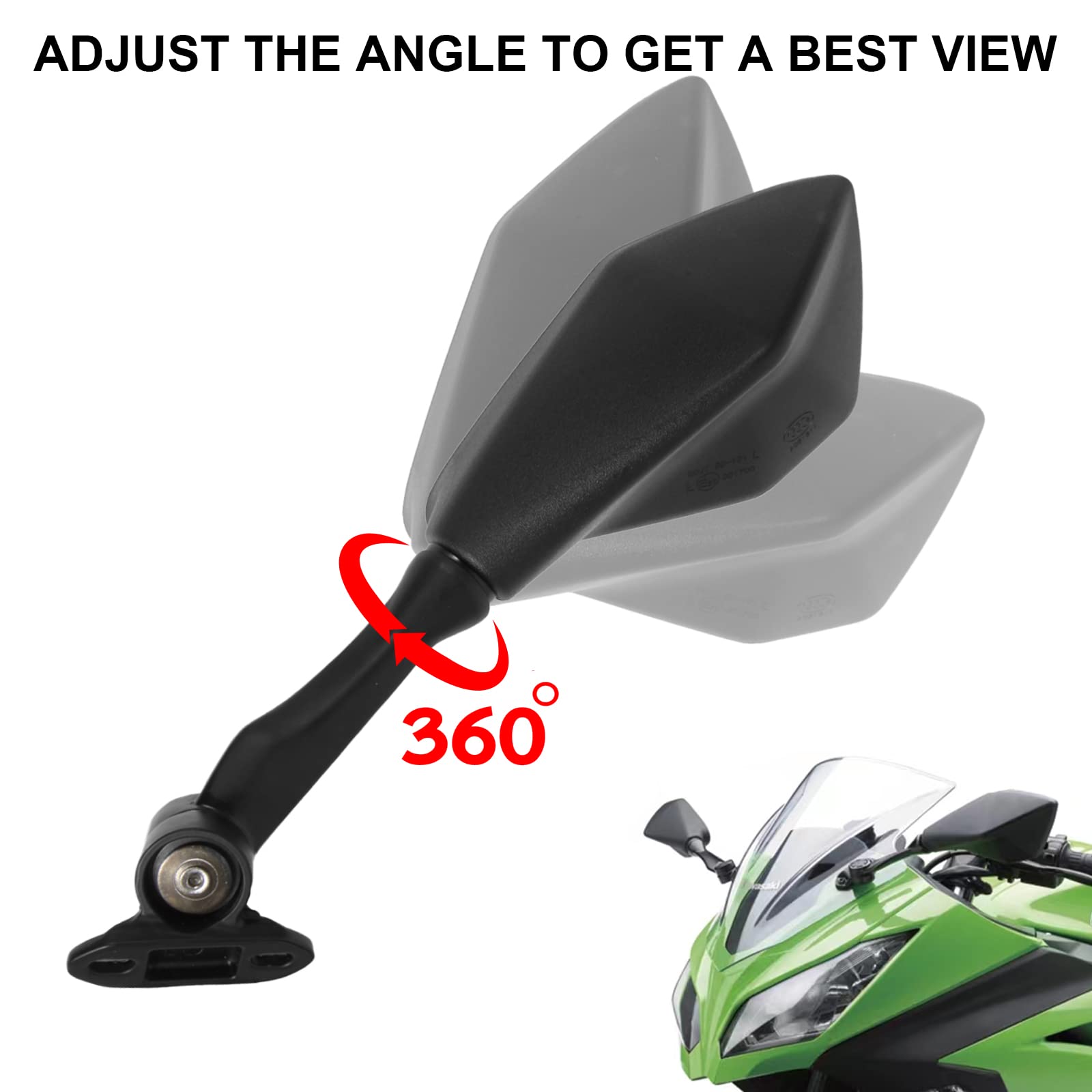 INKUDRI Ninja 300 Mirrors Ninja 400 Mirrors For Ninja 300 250 Ninja 636 300R EX300 ABS 2011-2018 Ninja 400 Mirrors EX400 Mirrors