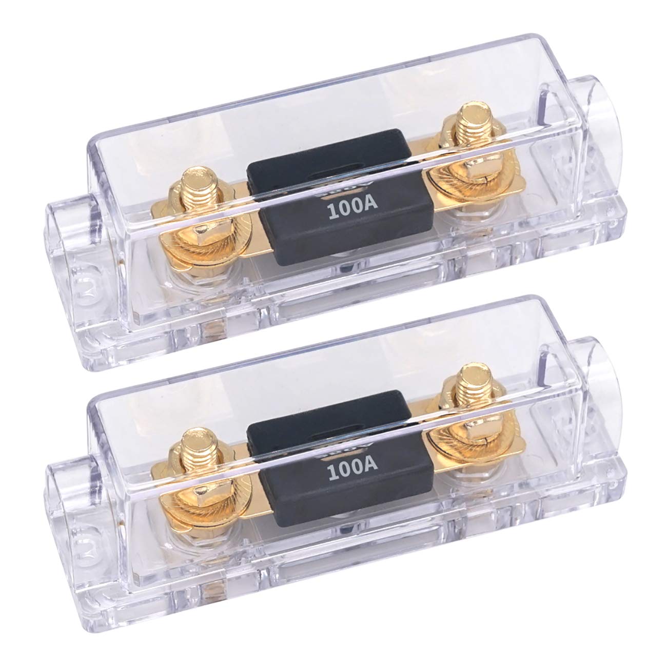 Topstronggear Solid Brass 0/2/4 Gauge 100Amp Anl Fuse Holder With 100Amp Fuses(2 Pack) (100 Amp)