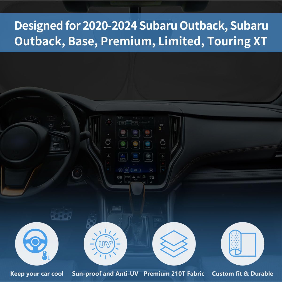Hohuigo 2024 Upgrade Windshield Sun Shade Window Sunshade For 2024 2023 2022 2021 2020 Subaru Outback Suv Accessories, Base, Pre