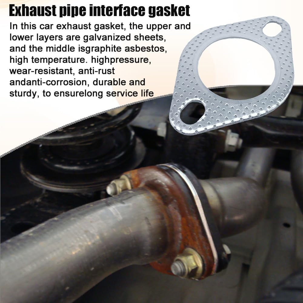 Kutyun 2PCS Car Exhaust Gasket, Exhaust Pipe Gasket, 2-Bolt 3'' Standard Exhaust Manifold Gasket, Ultra Seal Exhaust Flange Gask