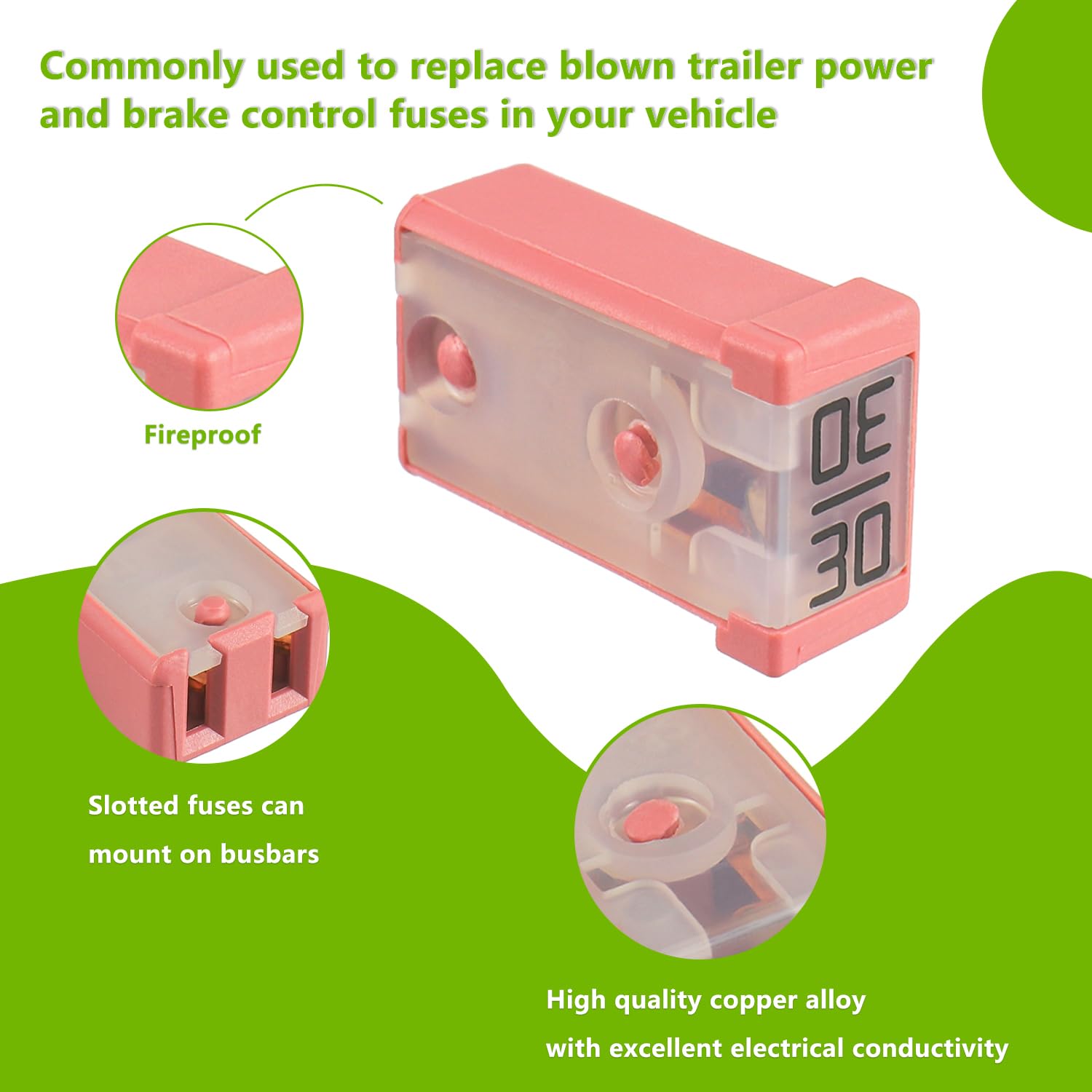 EPLZON 30A 32V Mini Automotive MCASE Shaped Cartridge Fuse Kit(Pack of 6pcs,30A)