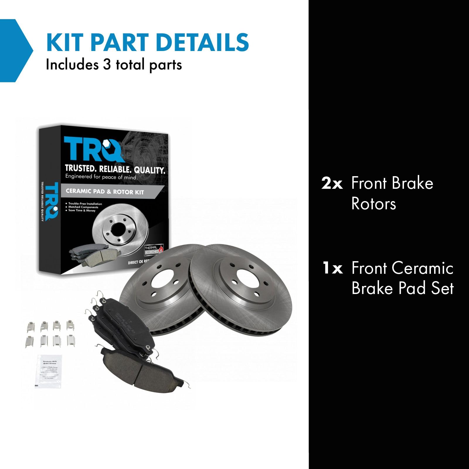 Trq Front Brake Pad & Rotor Kit Brake Pads Brake Rotor Ceramic Compatible With 2005-2014 Ford Mustang