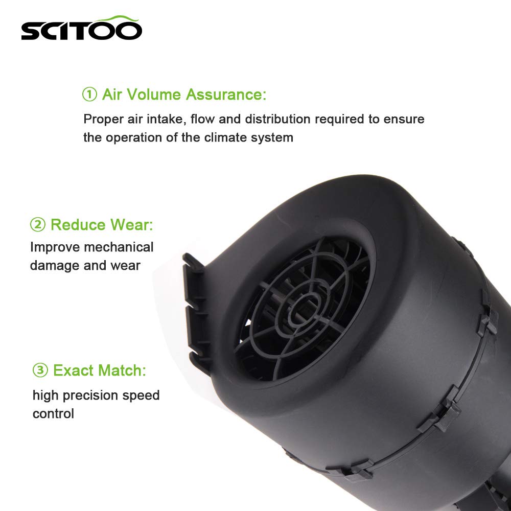 SCITOO HVAC Heater Blower Motor w/Fan HVAC Blower Motor fit for 008-A45-02,26-19939 (12V) HVAC Heater Blower Motor Assembly with Fan Cage 12V Replacement