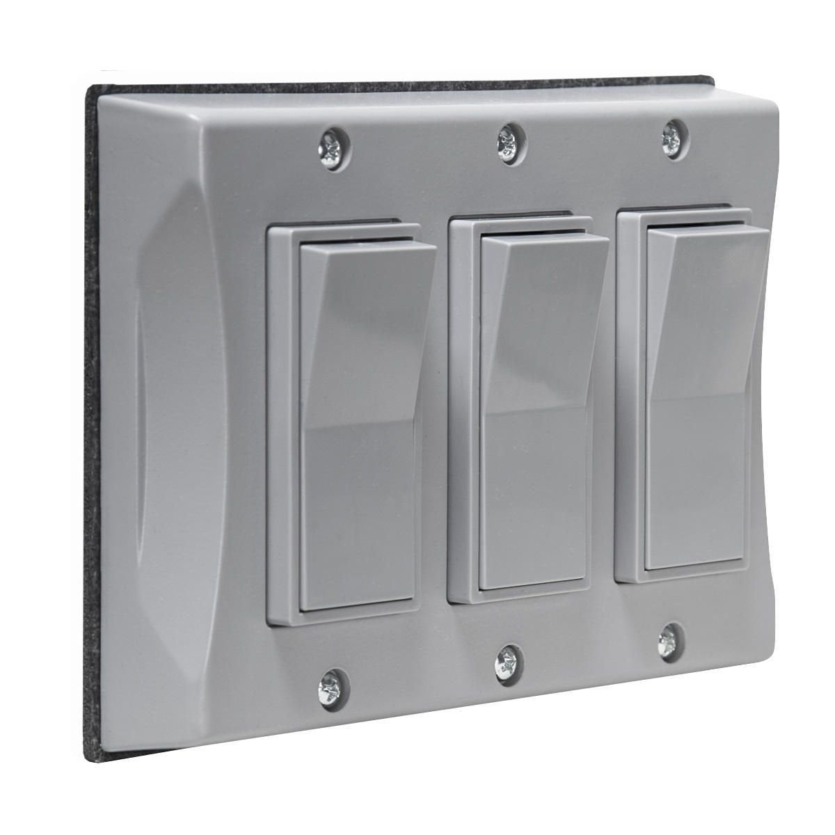 Hubbell 5129-0 3-Gang Weatherproof Cover, Vertical, Decorator, Gray, Shrink