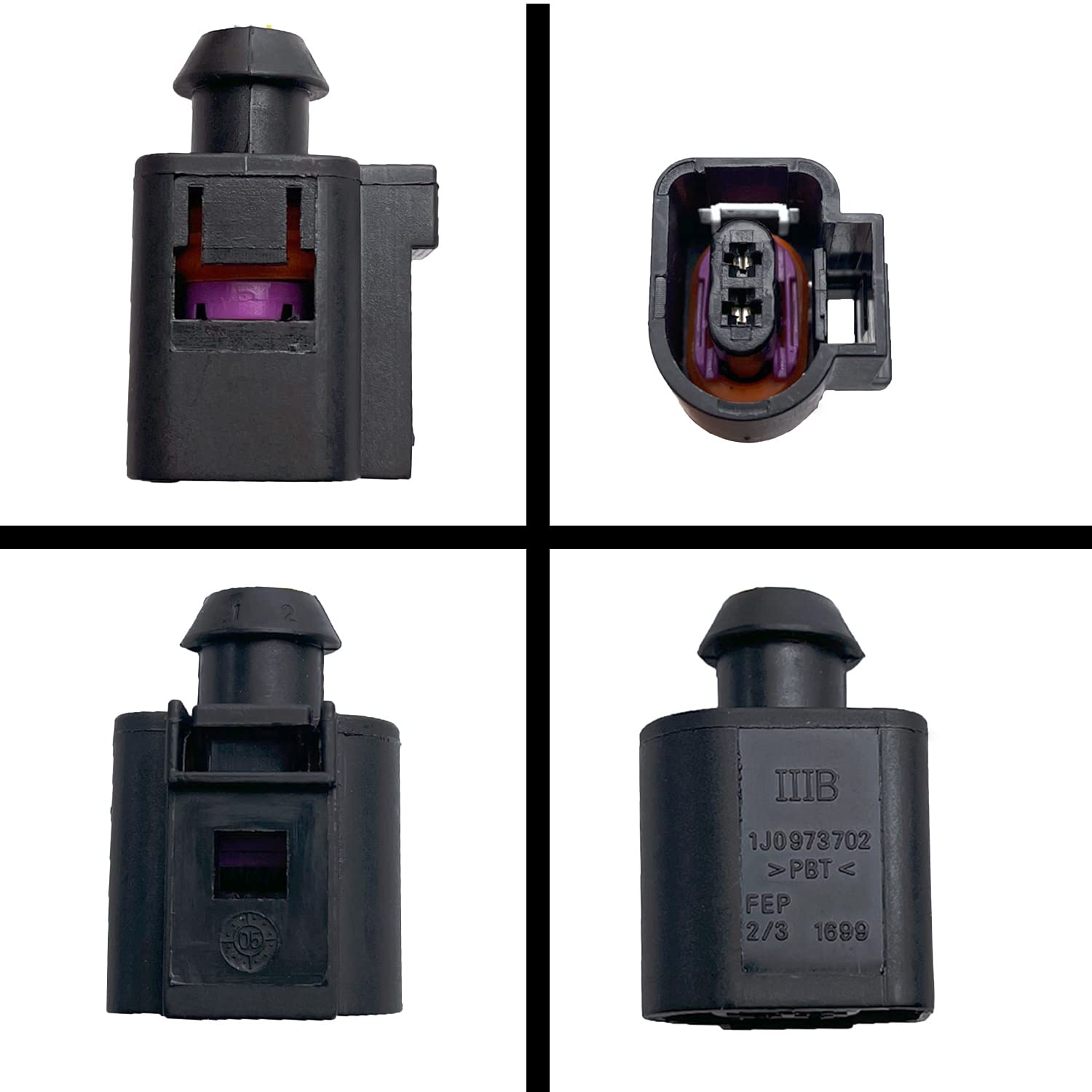 Electrical Harness Connector 2 Pin Pigtail Plug Wiring Connector Replaces 1J0973702