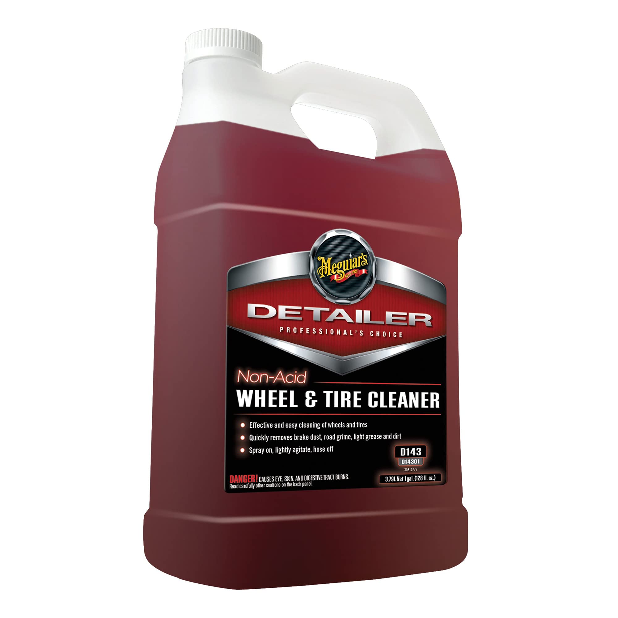 Meguiar's D14301 Non-Acid Tire and Wheel Cleaner, 128 Fl Oz, Dark Red, Pre-Diluted, No Mixing Required