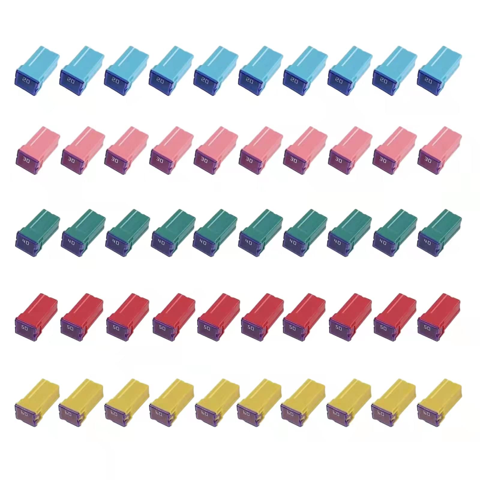 50 Pc Automotive Tall/Standard Profile Jcase Box Shaped Fuse Compatible For Ford, Chevy/Gm, Nissan, And Toyota Pickup Trucks, Ca