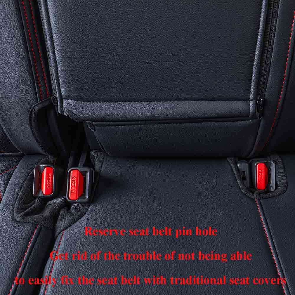 Ekr Custom Fit Crv Seat Covers For Select Honda Crv 2017 2018 2019 2020 2021 2022 - Full Set,Leather (Black With Red Piping)